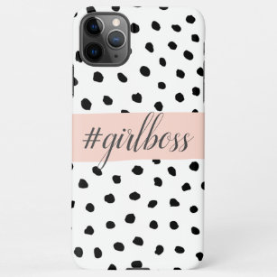 Moderne Pastel Pink Girl Boss & Black Dots iPhone 11Pro Max Hülle