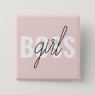 Moderne Pastel Pink Girl Boss Phrase Button