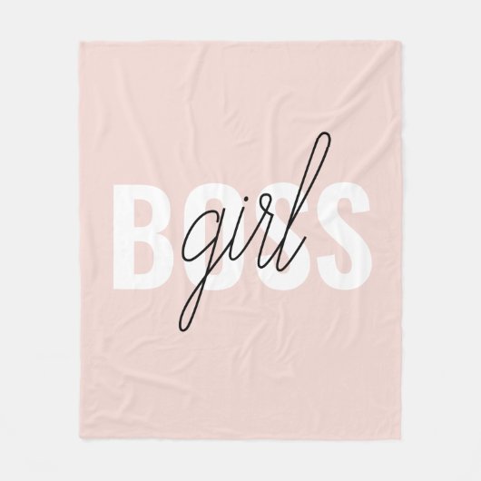 Moderne Pastel Pink Girl Boss Phrase Fleecedecke (Vorderseite)