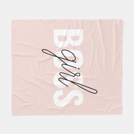 Moderne Pastel Pink Girl Boss Phrase Fleecedecke (Vorderseite (Horizontal))