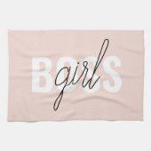 Moderne Pastel Pink Girl Boss Phrase Geschirrtuch (Horizontal)