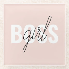 Moderne Pastel Pink Girl Boss Phrase Glasuntersetzer
