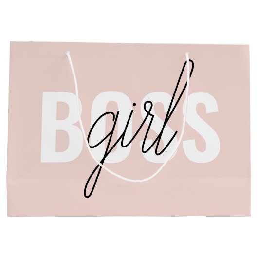 Moderne Pastel Pink Girl Boss Phrase Große Geschenktüte (Rückseite)