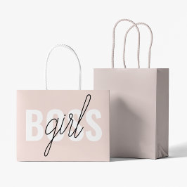 Moderne Pastel Pink Girl Boss Phrase Große Geschenktüte