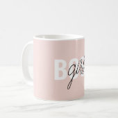 Moderne Pastel Pink Girl Boss Phrase Kaffeetasse (Vorderseite Links)
