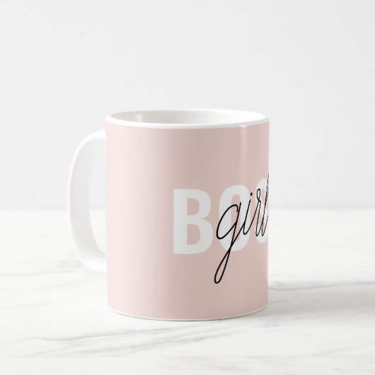Moderne Pastel Pink Girl Boss Phrase Kaffeetasse (Vorderseite Links)