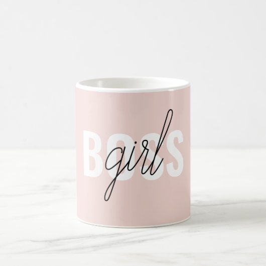 Moderne Pastel Pink Girl Boss Phrase Kaffeetasse (Mittel)