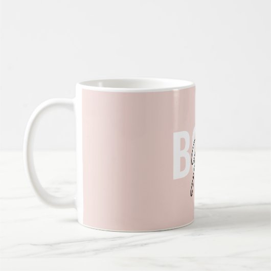 Moderne Pastel Pink Girl Boss Phrase Kaffeetasse (Links)