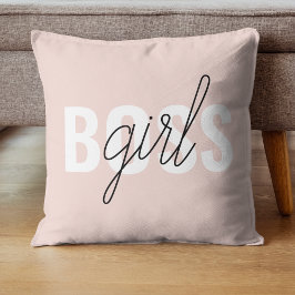 Moderne Pastel Pink Girl Boss Phrase Kissen