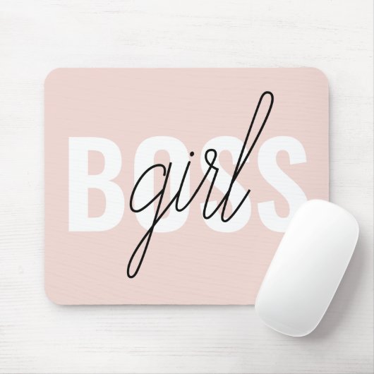 Moderne Pastel Pink Girl Boss Phrase Mousepad (Mit Mouse)
