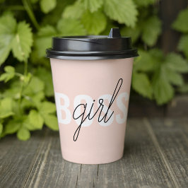 Moderne Pastel Pink Girl Boss Phrase Pappbecher