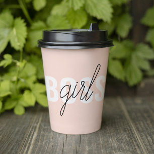 Moderne Pastel Pink Girl Boss Phrase Pappbecher