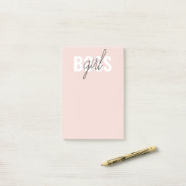 Moderne Pastel Pink Girl Boss Phrase Post-it Klebezettel