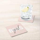 Moderne Pastel Pink Girl Boss Phrase Rechteckiger Pappuntersetzer (Vor Ort)