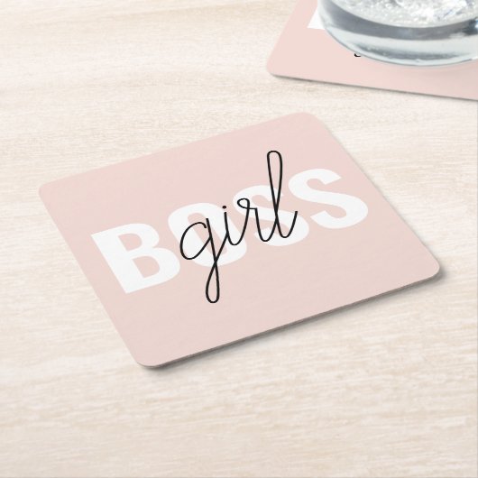 Moderne Pastel Pink Girl Boss Phrase Rechteckiger Pappuntersetzer (angewinkelt)