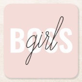Moderne Pastel Pink Girl Boss Phrase Rechteckiger Pappuntersetzer (Vorderseite)