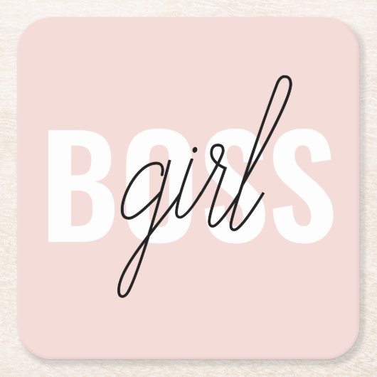 Moderne Pastel Pink Girl Boss Phrase Rechteckiger Pappuntersetzer (Vorderseite)