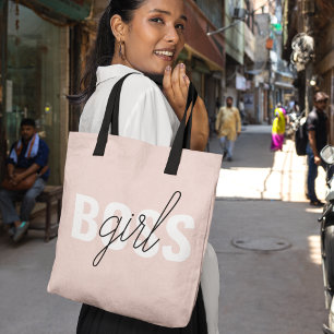 Moderne Pastel Pink Girl Boss Phrase Tasche