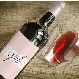 Moderne Pastel Pink Girl Boss Phrase Weinetikett