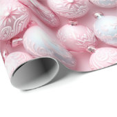 Moderne Pastel Pink Girly Christmas Tree Ornamente Geschenkpapier (Rolleneckpunkt)