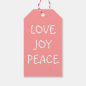 Moderne Pastel Pink Liebe Frieden Weihnachtsbaum Geschenkanhänger (Rückseite)