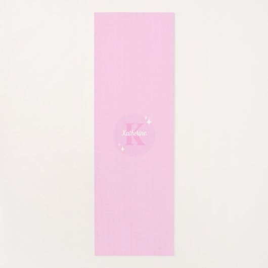 Moderne Pastel Pink Mit Monogramm Feminine Yogamatte (Vorderseite)