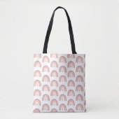 Moderne Pastel Pink Rainbow Boho Muster Ihr Name Tasche (Vorderseite)