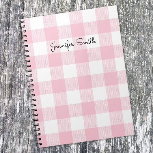 Moderne Pastel Pink und White Gingham Karo Notizblock