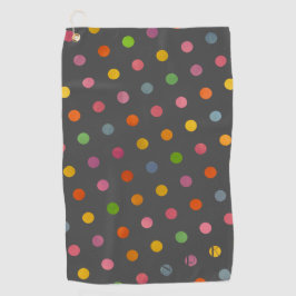 Moderne Pastel Polka Dots Charcoal Gray Mit Monogr Golfhandtuch