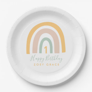 Moderne Pastel Rainbow Girl's Geburtstag Pappteller