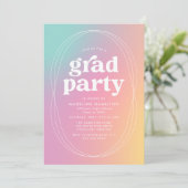 Moderne Pastel Rainbow Gradient Graduation Party Einladung (Stehend Vorderseite)