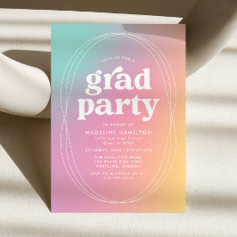 Moderne Pastel Rainbow Gradient Graduation Party Einladung