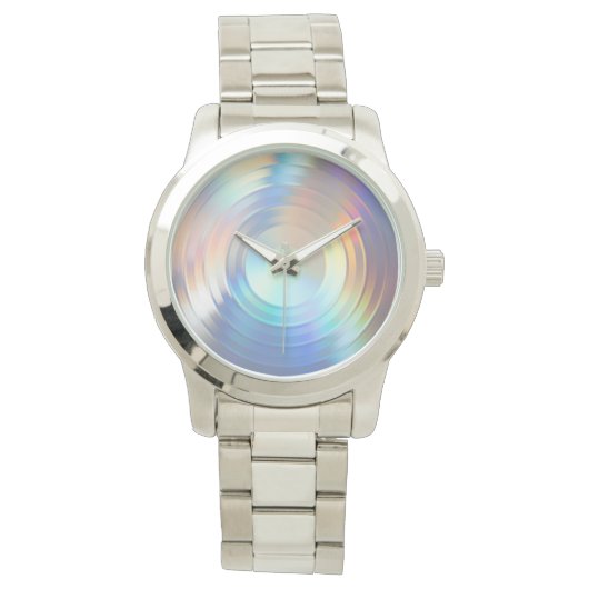 Moderne Pastel Rainbow Mermaid Unicorn Holographis Armbanduhr (Vorderseite)