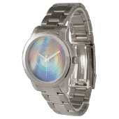 Moderne Pastel Rainbow Mermaid Unicorn Holographis Armbanduhr (Schrägansicht)