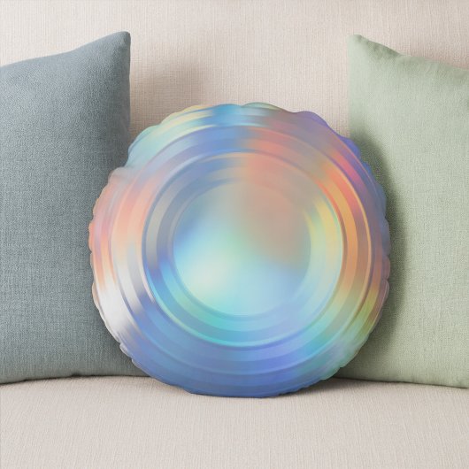 Moderne Pastel Rainbow Mermaid Unicorn Holographis Rundes Kissen