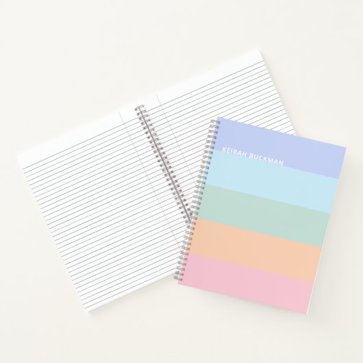 Moderne Pastel Rainbow Stripes Notizbuch (Innenseite)