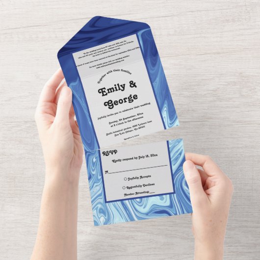 Moderne Pastel Shiny Abstrakte Kunsthochzeit All In One Einladung (Abreißen)