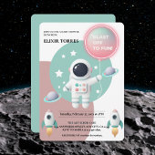 Moderne Pastel Space Explorer Kinderdusche Einladung
