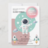 Moderne Pastel Space Explorer Kinderdusche Einladung (Vorderseite)