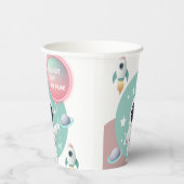 Moderne Pastel Space Explorer Kinderdusche Pappbecher (Rechts)