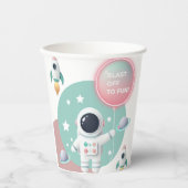 Moderne Pastel Space Explorer Kinderdusche Pappbecher (Vorderseite)