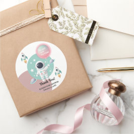 Moderne Pastel Space Explorer Kinderdusche Runder Aufkleber