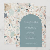 Moderne Pastel Terrazzo geklatschte Musterhochzeit Save The Date (Vorne/Hinten)