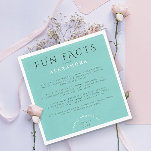 Moderne Pastel Turquoise Mint Bridal Fun Fakten Serviette