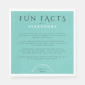 Moderne Pastel Turquoise Mint Bridal Fun Fakten Serviette (Vorderseite)