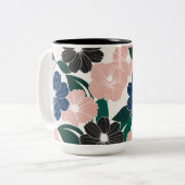 Moderne Pastel- und Dunkle Blume Zweifarbige Tasse (Vorderseite Links)
