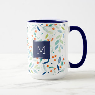 Moderne Pastel Wasserfarben Leafen & Berries Muste Tasse