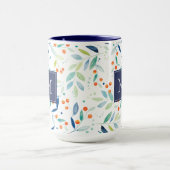 Moderne Pastel Wasserfarben Leafen & Berries Muste Tasse (Zentrum)