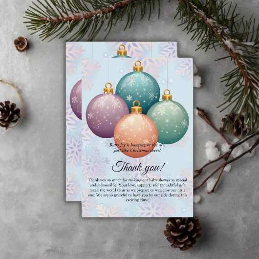 Moderne Pastel Weihnachtsschmuck Babydusche Dankeskarte