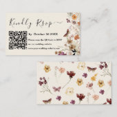 Moderne Pastel Wildblume Qr Code UAwg Wedding Begleitkarte (Vorne/Hinten)